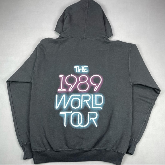 Taylor Swift Tops - Taylor Swift 1989 World Tour Hoodie Sweatshirt Size Small Black Neon Text